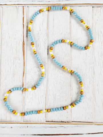 Blue Crystal, Yellow Howlite, White Turquoise