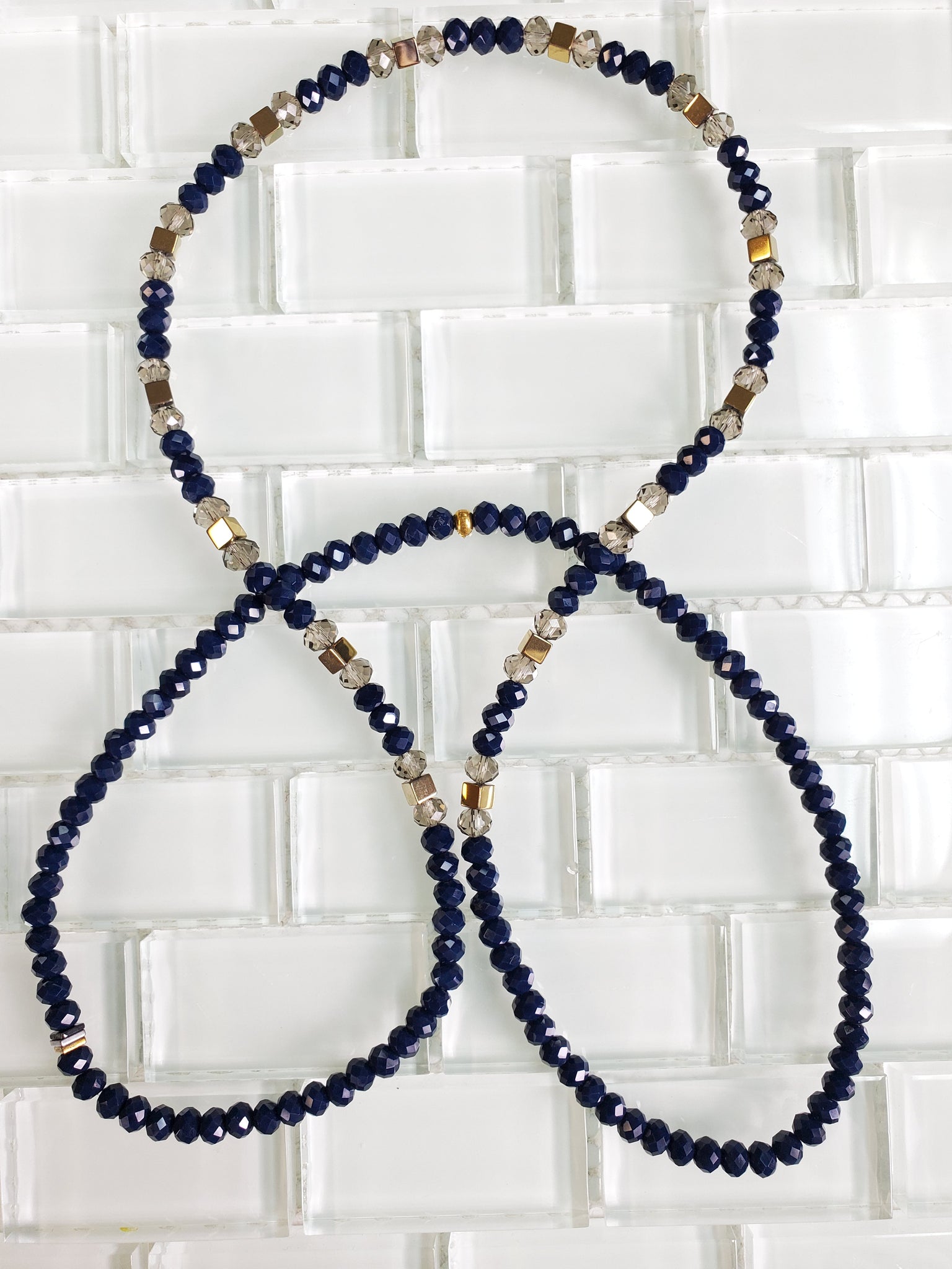 Navy Blue and Gold Hematite